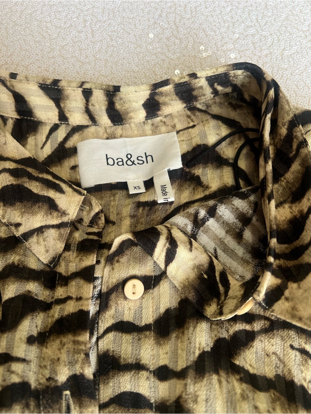 ba&sh Animal Print Button-Up Blouse